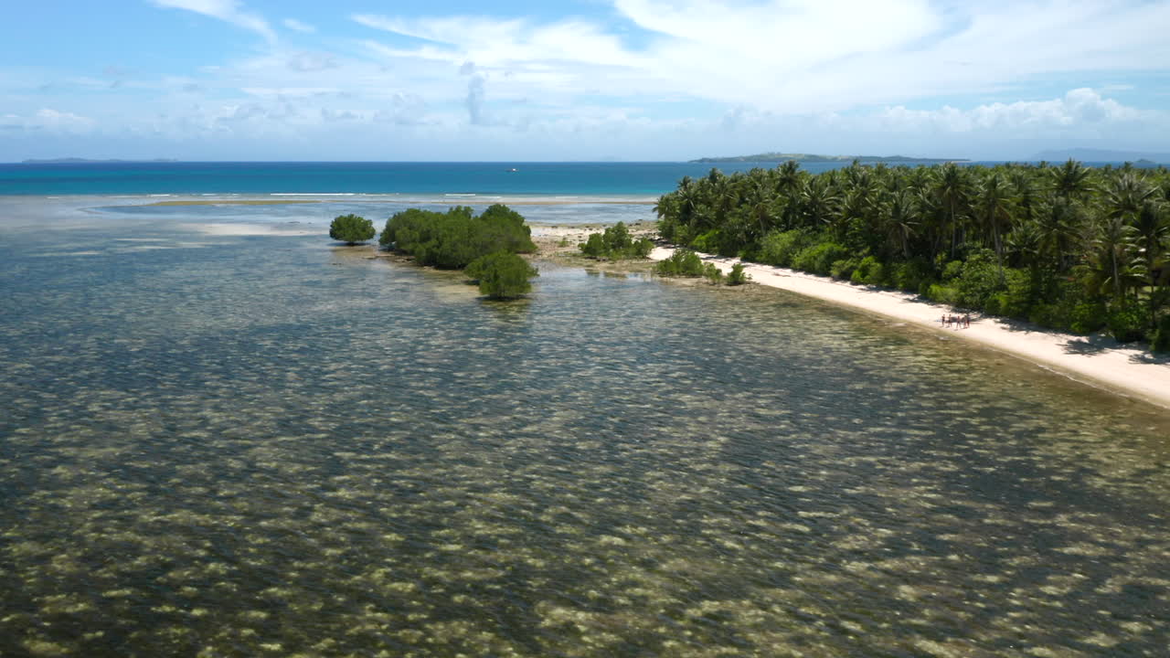Aerial showing Union Beach nearby General Luna and Soultribe Beach Retreat on Siargao Island, Philippines.