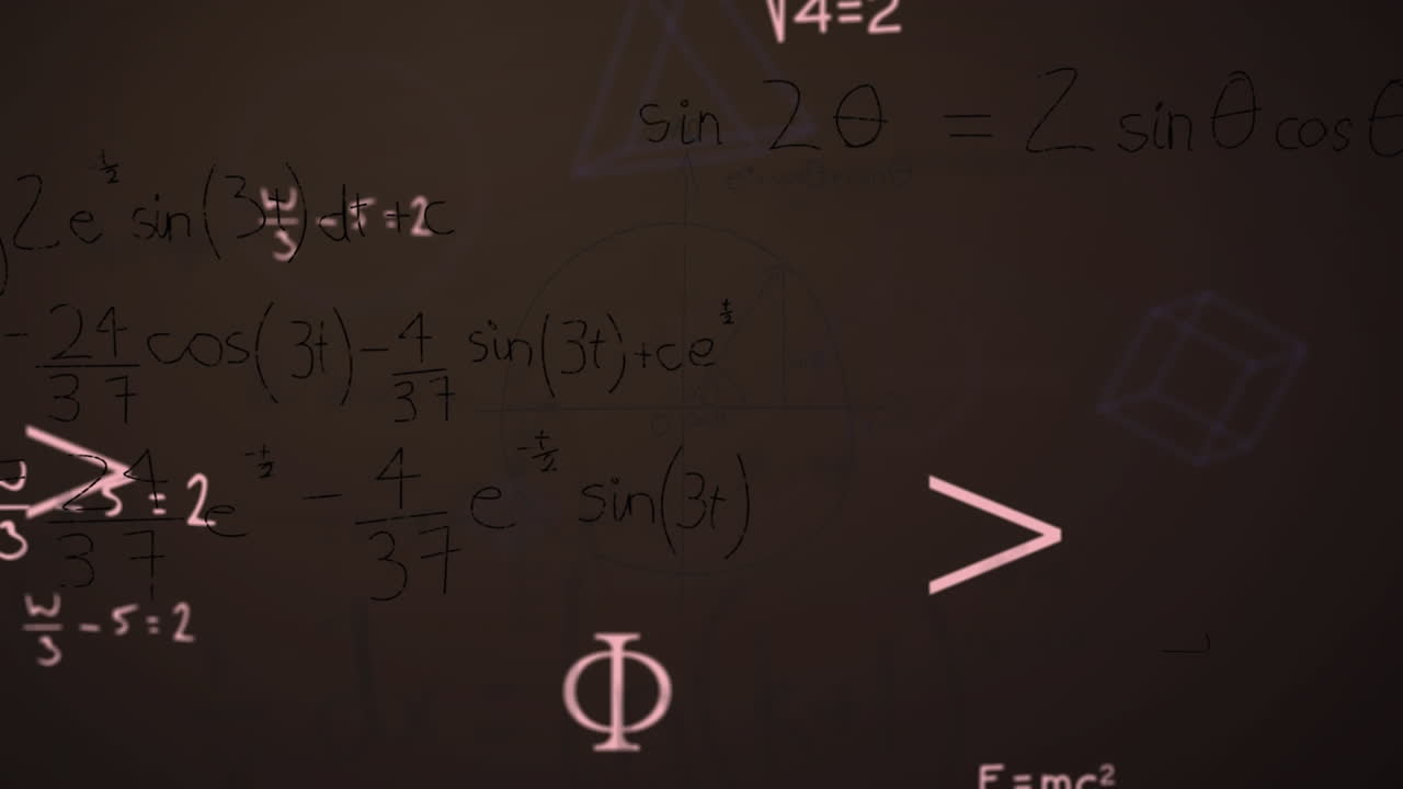 Animation of data processing over mathematical equations