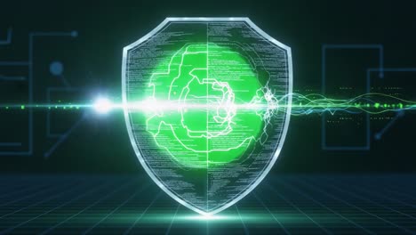 cybersecurity shield: a visualization of digital defense mechanisms and protection strategies against online threats and malware attacks in information systems