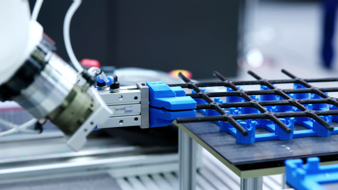 Robotic Arm Handling Components in an Automated Assembly Line