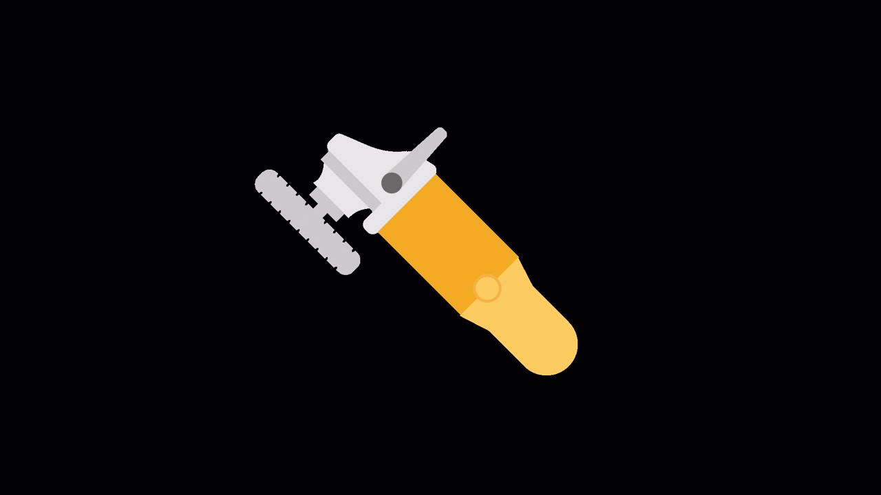 Animated Angle Grinder Tool Icon on Black Background