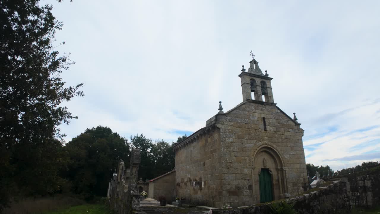 Ancient Stone Church in a Rural Cemetery