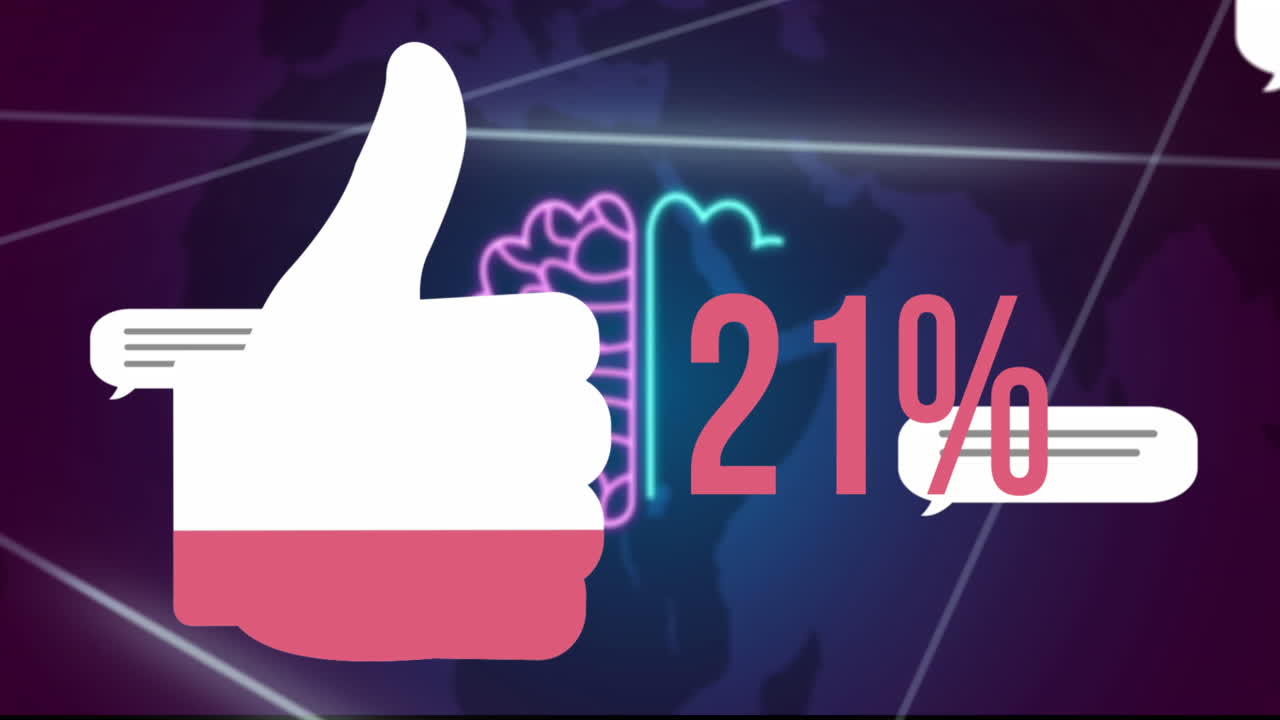 ai 데이터 프로세싱의 애니메이션과 전 세계에 대한 엄지손가락 아이콘