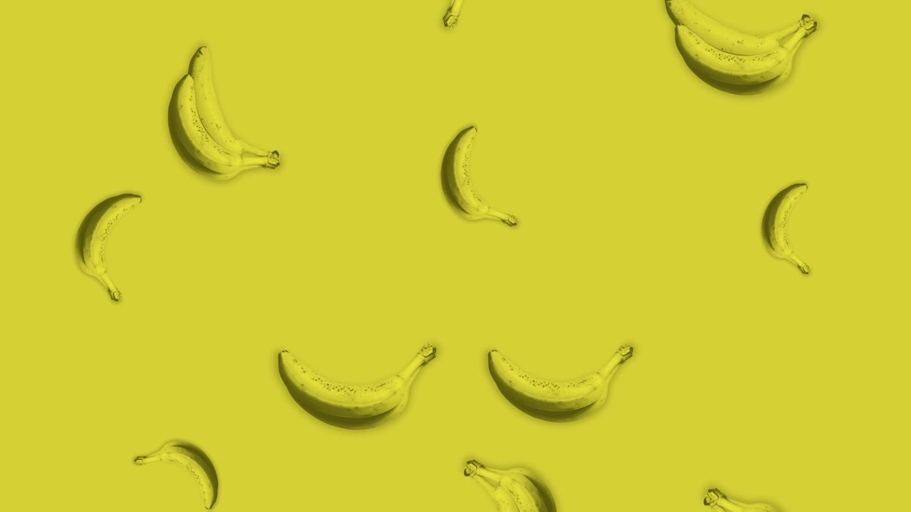 los plátanos que caen el fondo abstracto. 4k bucle continuo. fiesta de la temporada. concepto de fruta de verano.