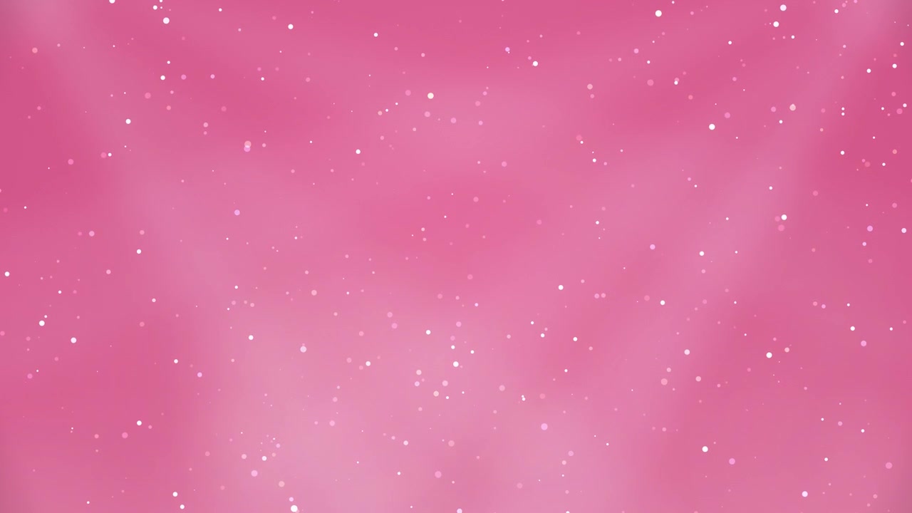 Sanfter rosa Hintergrund mit schwenkenden Bühnenstrahlern und schimmernden weißen Glitzerpartikeln in einer nahtlosen Schleife.