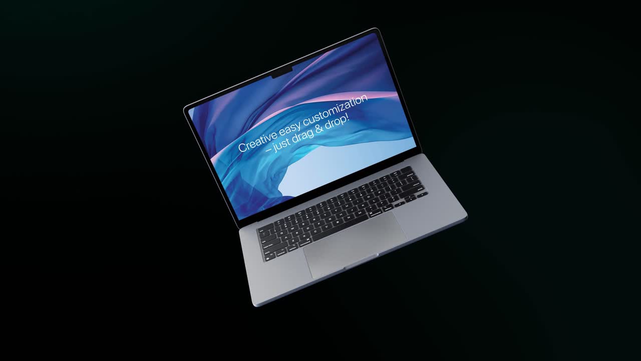 Modello di mockup realistico di laptop in 4K con canale alfa per la presentazione di siti web e app.