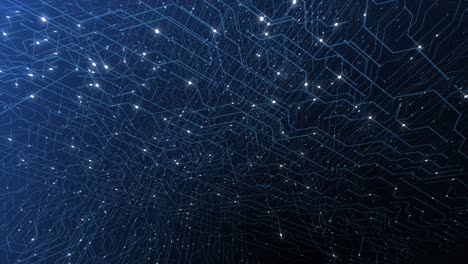 4k seamless loop of print circuit technology cyber and futuristic concept. circuit board with moving electrons. cpu processing data. futuristic hud technology screen data animation.
