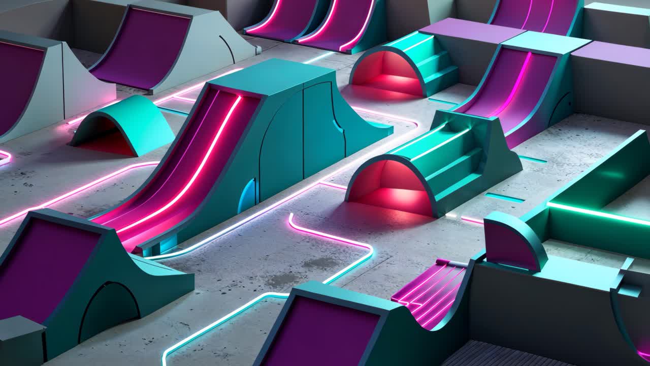 Abstract Geometric Neon Architecture