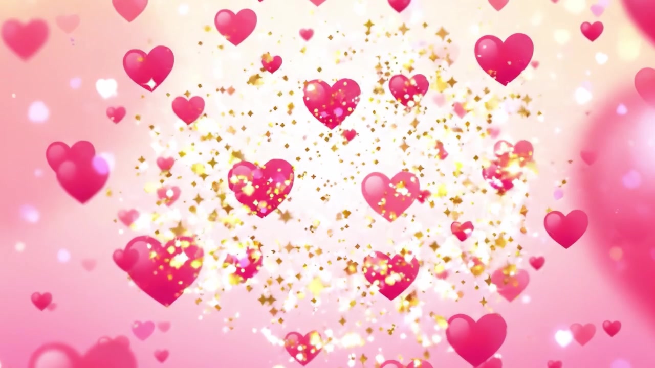 Una splendida esposizione di cuori fluttuanti su uno sfondo sognante, che crea un'atmosfera romantica e fiabesca, perfetta per celebrare l'amore e l'affetto in qualsiasi contesto