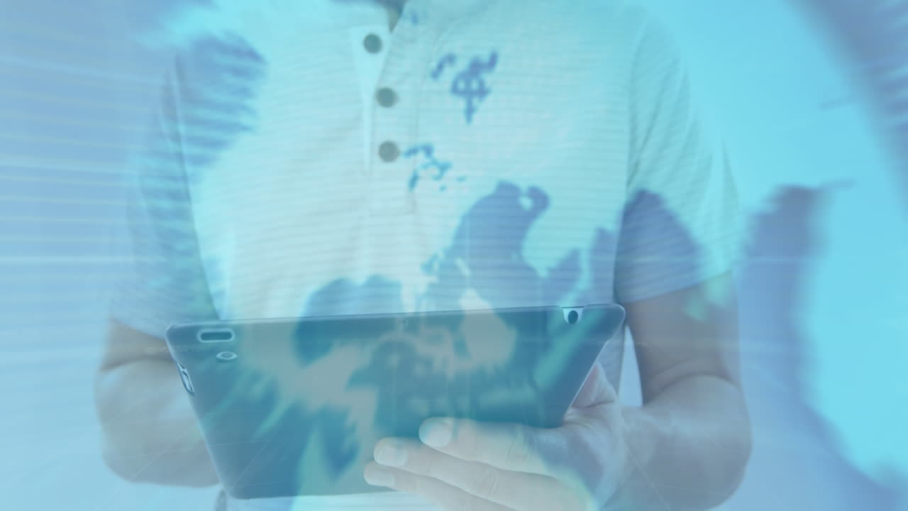 스 ⁇  스캐닝과 태블릿을 사용하여 사람 위의 데이터 처리와 함께 화면의 애니메이션