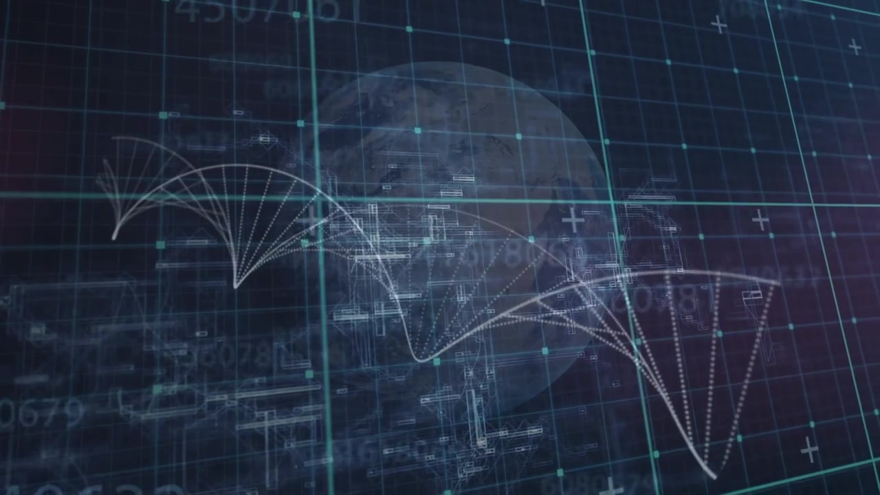 Animation of globe and network of connections in blue space