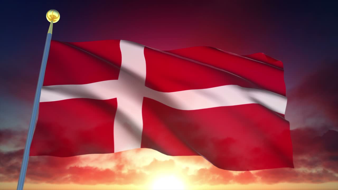 4k bandera muy detallada de dinamarca en bucle