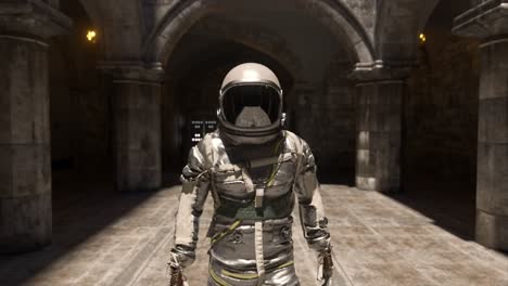 astronaut in ancient ruins