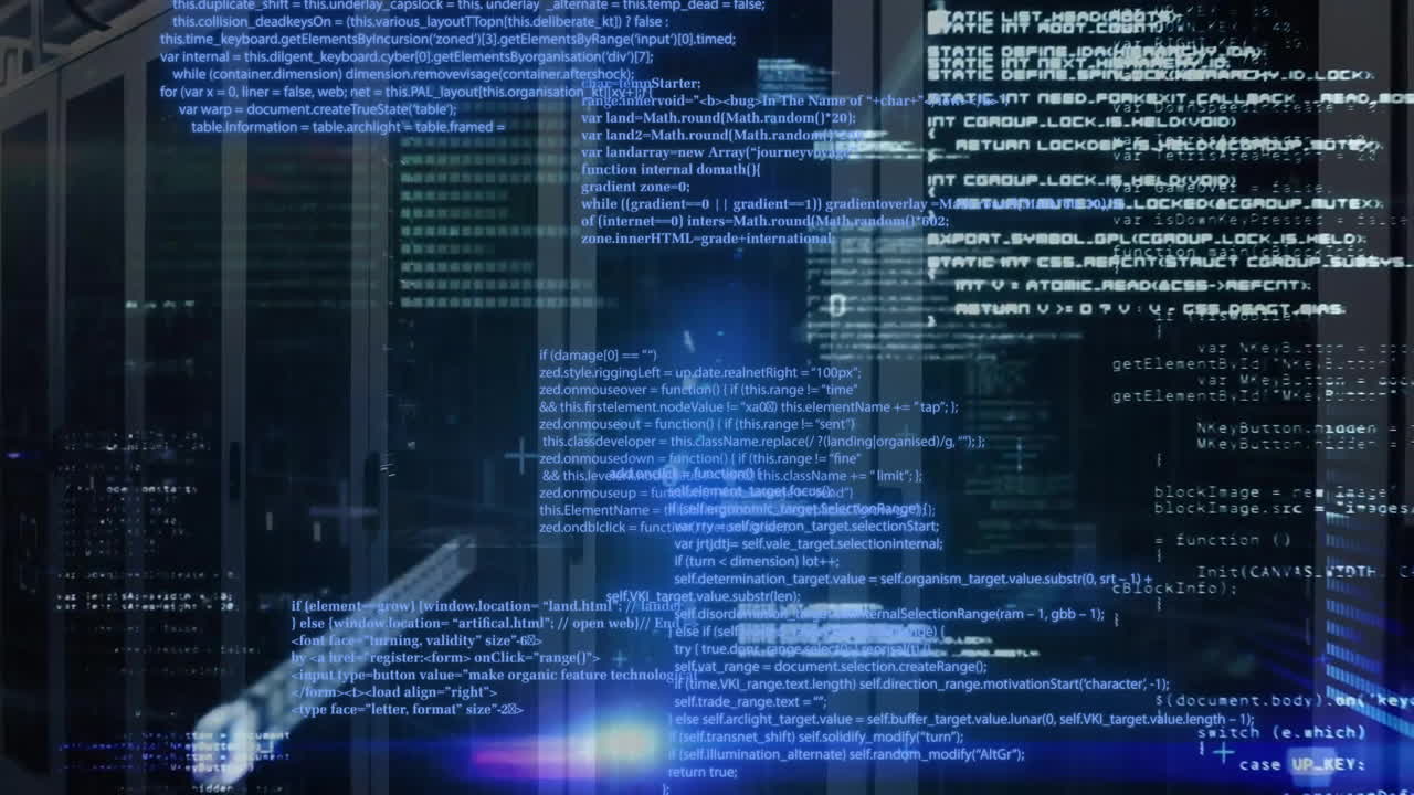 animación del procesamiento de datos a través de servidores informáticos