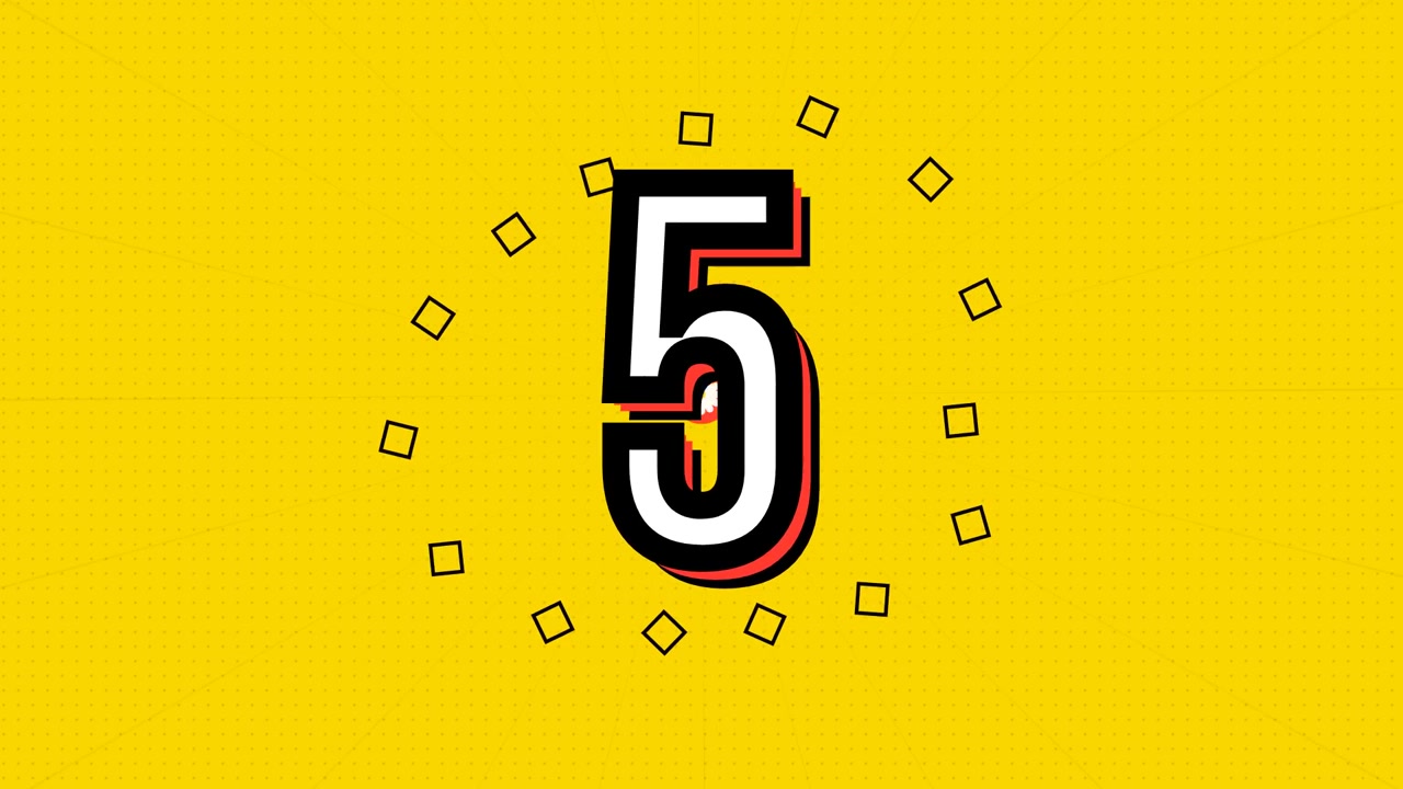Animated Countdown Timer from Ten to Zero on Yellow Background