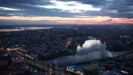 city skyline at dawn/dusk