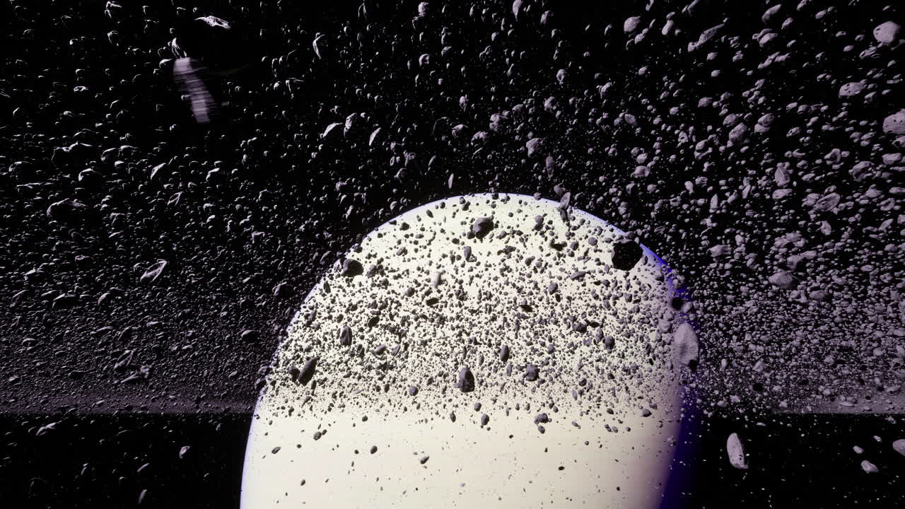 Raffigurazione vivida di particelle che esplodono nello spazio contro uno sfondo scuro.