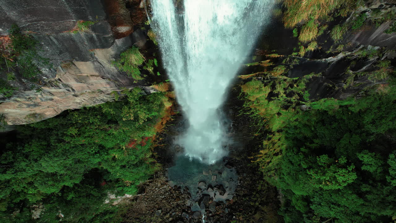 Drone Aerial Spiral Down Nachi Falls, Wakayama Japan