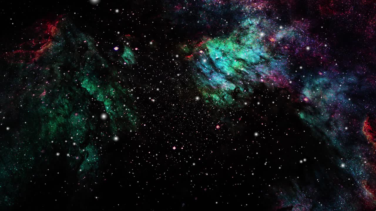 nebulose nuvole che avanzano nell'universo con stelle costellate