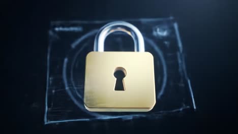 digital lock icon on futuristic interface