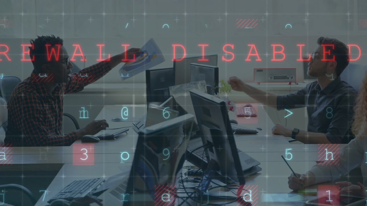 Animation of data processing over diverse business people using computers