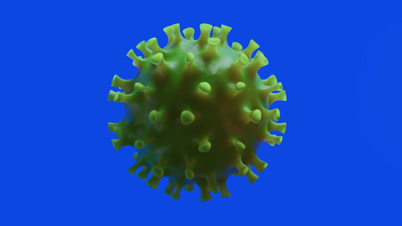 Rotating Virus isolated on blue background for key color effect