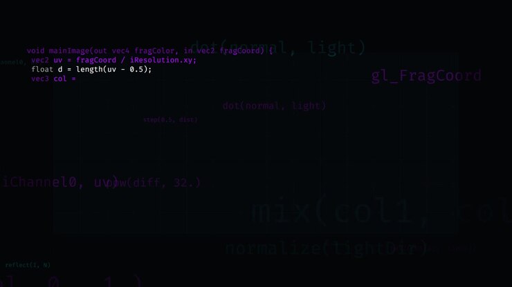 Computer Programmer Writing GLSL Shader Code in Text Editor