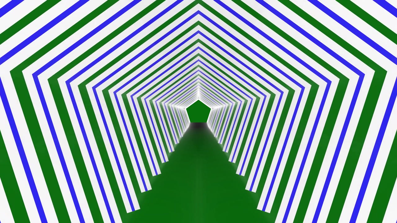 Abstract Tunnel With Pentagonal Frames and Green Background