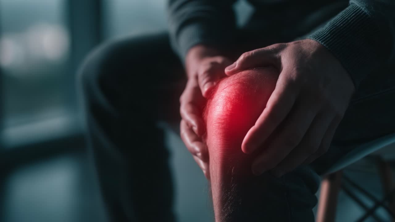 A Man's Struggle with Knee Pain: Exploring Physical Discomfort and Its Impact on Daily Life in Emotional Close-Up Shots