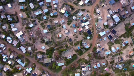 abstract top-down aerial view of squatter camp or shanty in rural south africa