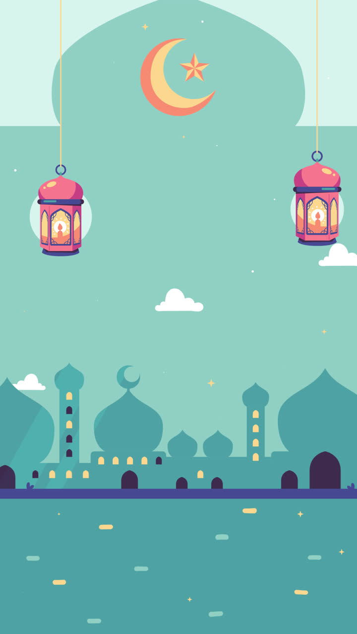 celebración del ramadán con mezquitas y linternas