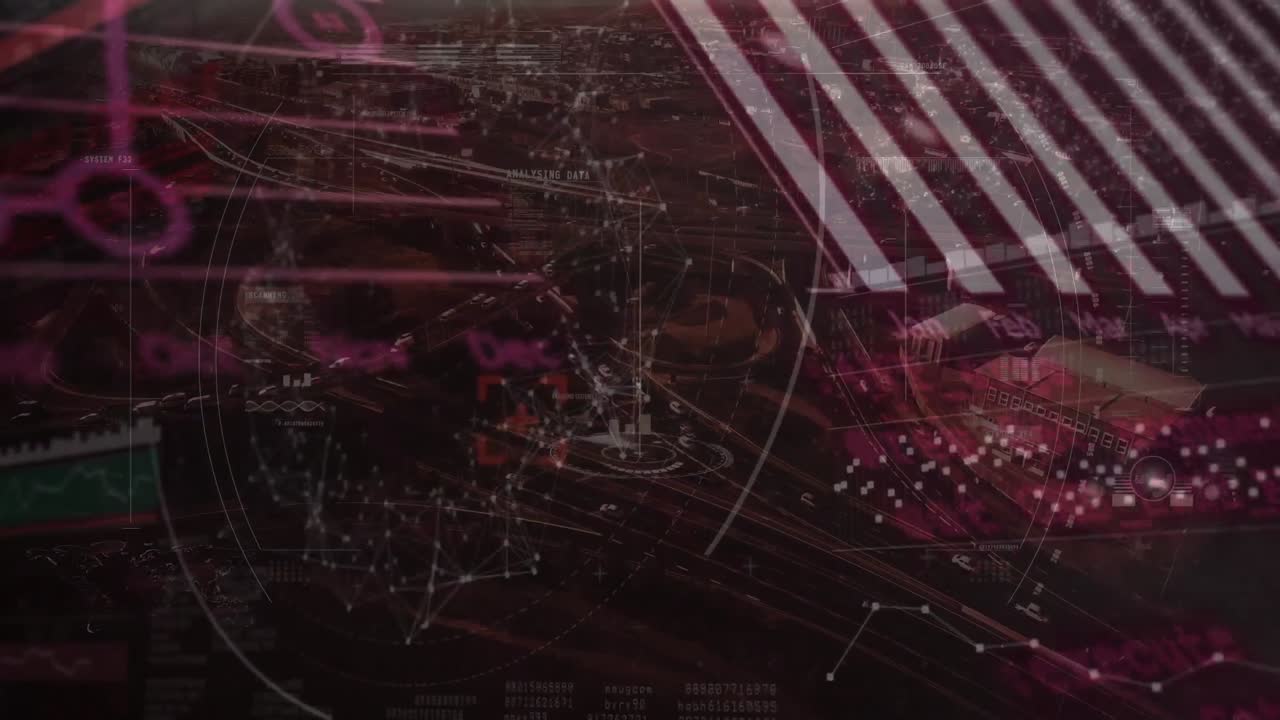 스 스캔 및 연결 네트워크의 애니메이션 및 도시 풍경에 대한 데이터 처리