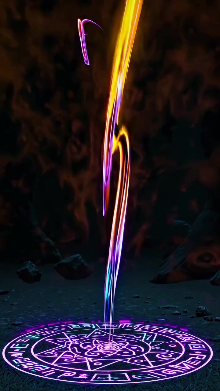 Vibrant Magic Circle with Swirling Ethereal Energy Beam