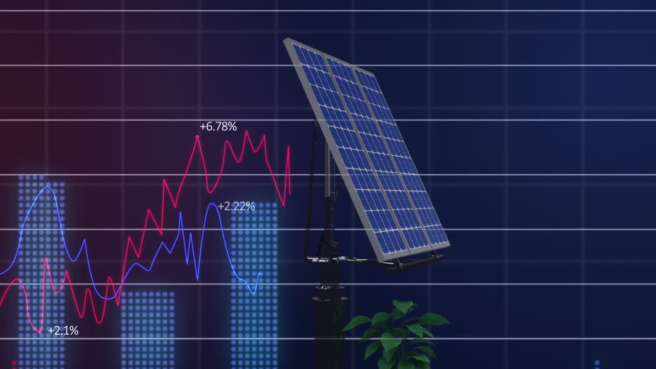 태양 전지 패널을 이용한 통계 및 금융 데이터 처리 애니메이션