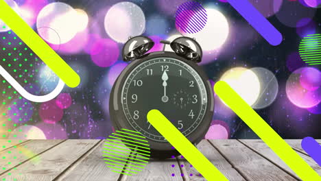 animation of shapes moving over clock