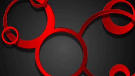 círculos brillantes rojos fondo de movimiento de alta tecnología abstracto