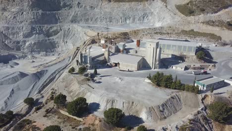 aerial view of a big quarry in a mountain