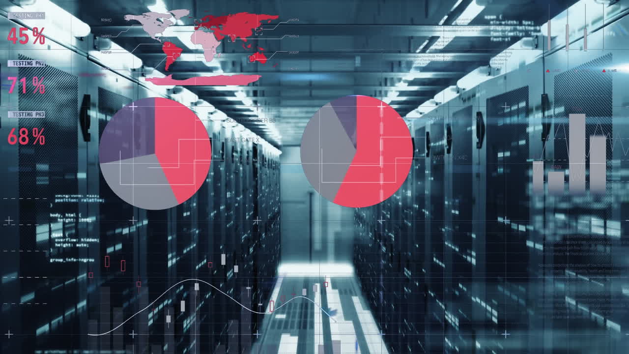 animación de las estadísticas y procesamiento de datos a través de servidores informáticos