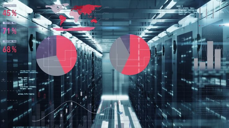 Animation of statistics and data processing over computer servers