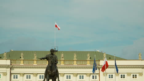 equestrian statue of prince jozef poniatowski in front of presidential palace in warsaw, poland