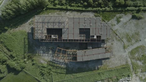 overhead view of existing steel frame structure of the halt-built planned private hospital project on the site just off the n52 bypass in tullamore, ireland