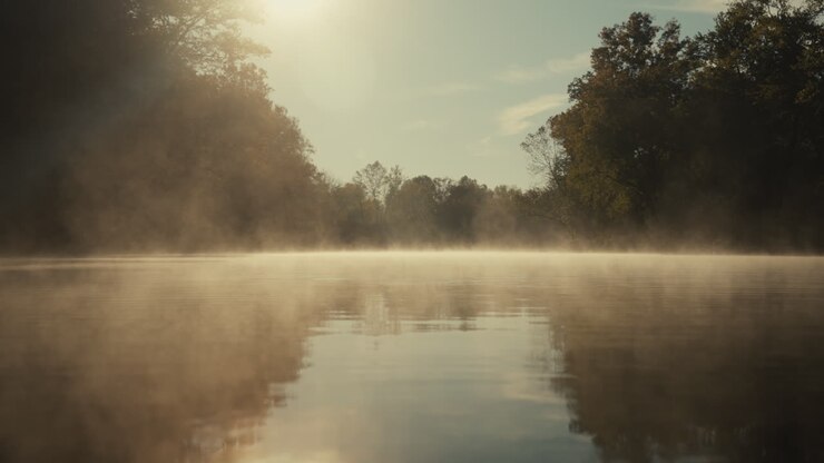 l'alba del fiume nebbioso