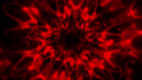 spiritual journey of meditating man in lotus yoga position seated in the center of a beautiful and colorful red crimson abstract animation