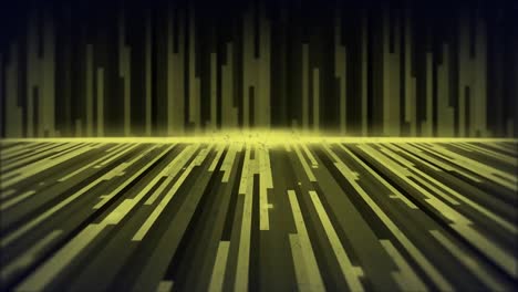 Animation-of-yellow-light-trails-and-neon-yellow-lines-moving-on-seamless-loop-on-dark-background