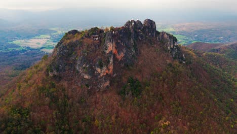 aerial sky temple in lampang thailand mountaintop pagodas of wat chaloem phra kiat