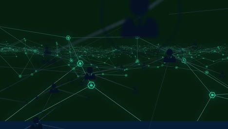 animation of network of glowing green connections with people icons