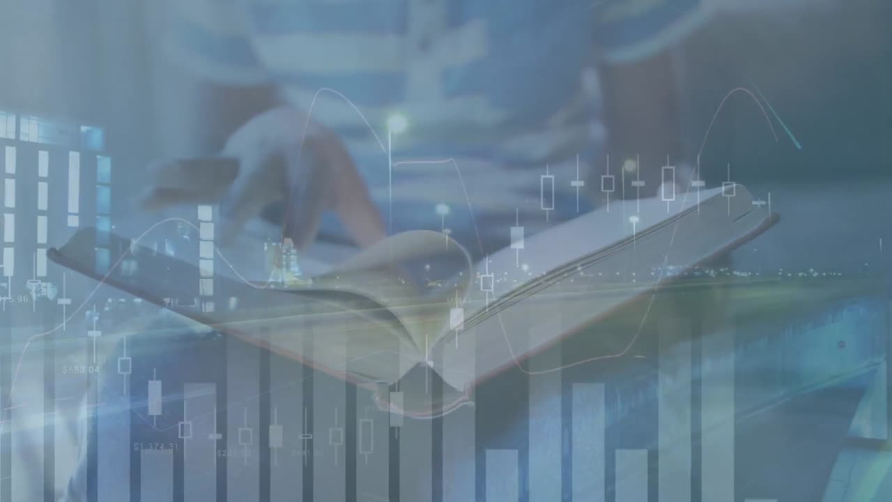 animación del paisaje urbano sobre el libro de lectura infantil