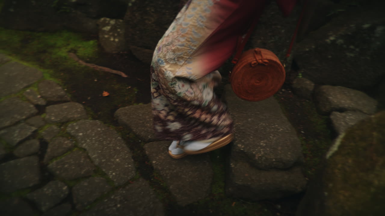 Kimono and Geta in a Japanese Garden