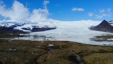 reveal shot of icelandic glacier lake