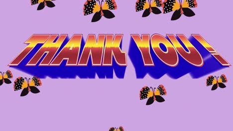 Animation-of-thank-you-on-pink-background-with-butterflies